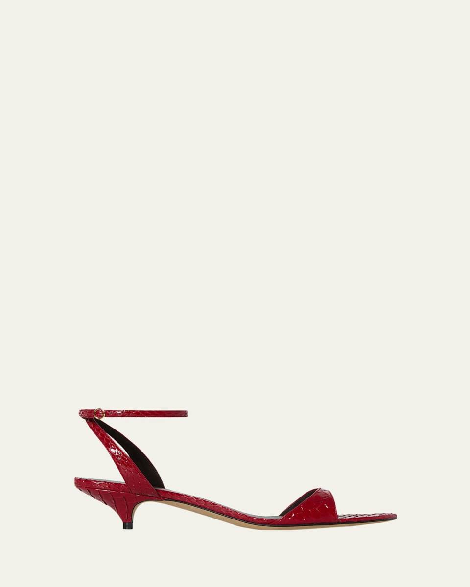 Vika Snakeskin Ankle-Strap Sandals
